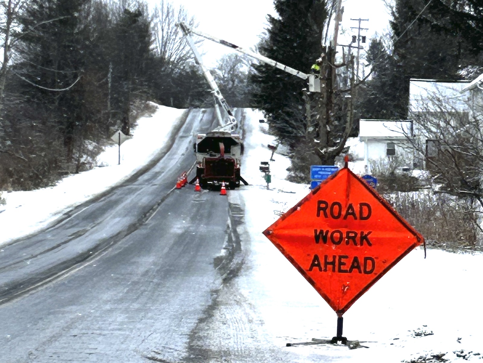 Road Work Ahead sign